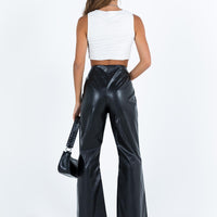 Valla Faux Leather Flare Pants Black