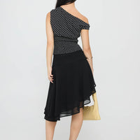 Evanescence Asymmetrical Midi Skirt Black