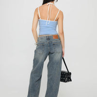 Zaralyn Low Rise Wide Leg Jeans Mid Blue Wash