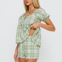 Cerelia Tie Up Set Green Check