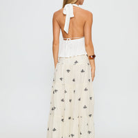 Cinnamon Embroidered Maxi Skirt Cream / Navy