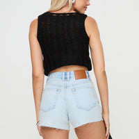Get It Right Mid Rise Denim Shorts Light Wash