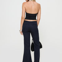 No One Low Waist Pinstripe Pants Navy