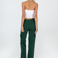 Paige Mid Rise Cargo Jean Denim Green Tall