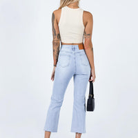 Angela Cropped Jeans Light Wash Denim