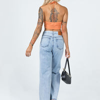 Maple Flare Jeans Knee Rips Light Wash Denim