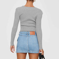 Zakai Cargo Denim Mini Skirt Ice Blue Petite