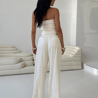 Louis Linen Blend Pants White Petite