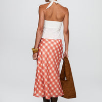 Living Color Maxi Skirt Orange Gingham