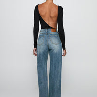 Sacramento High Rise Straight Leg Jeans Mid Blue Denim