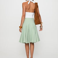 Evangaleine Pleat Midi Skirt Green / White