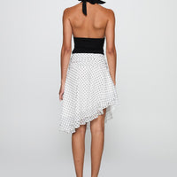 Evanescence Asymmetrical Midi Skirt White / Polka Dot