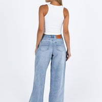 Naylor Mid Rise Wide Leg Jeans Light Blue Wash