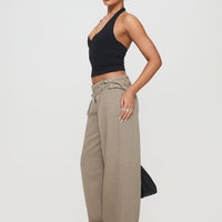 Paltrow Mid Rise Wide Leg Cargo Jeans Washed Brown Petite