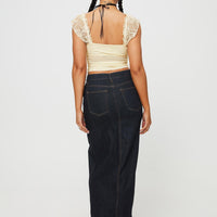 Barbara Split Midi Skirt Dark Denim