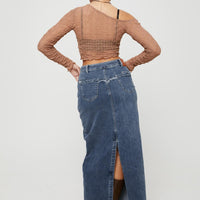 Lune Denim Maxi Skirt Blue