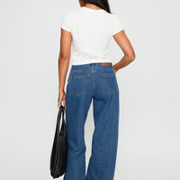 Taji Mid Rise Wide Leg Jeans Dark Blue