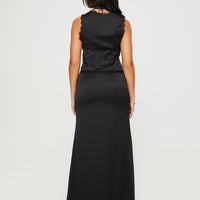 Mavie Satin Maxi Set Black