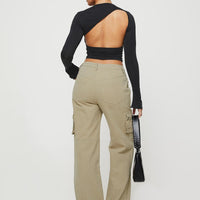 Paige Mid Rise Cargo Jean Sage