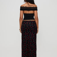 Donabella Mesh Maxi Skirt Black / Red