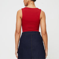 Mirrow Denim Mini Skirt Dark Wash
