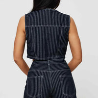 Rathlyn Pinstripe Shorts Dark Denim