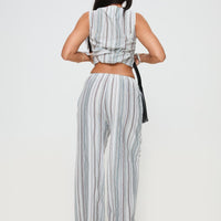 Flutters Pants White / Blue Stripe