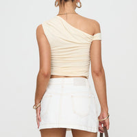 Nicolina Low Rise Denim Mini Skirt Ecru