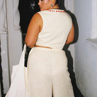 Grazia Pants Cream / Red Curve