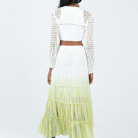 Sun Down Mid Rise Maxi Skirt Green Ombre