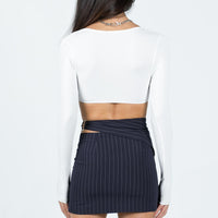 In Pieces Mini Skirt Navy Pinstripe