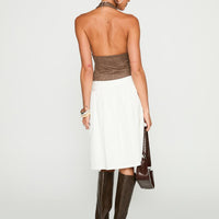 Snowflakes Tie Side Midi Skirt White