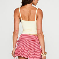 Bumblebee Ruched Mini Skirt Pink Stripe