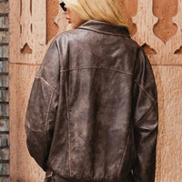 Tanza Faux Leather Jacket Brown / Red