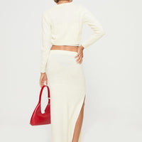 Collase Knit Maxi Skirt Cream