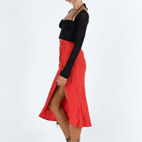 Mabel Midi Skirt Red
