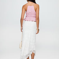Freebirds Lace Midi Skirt White