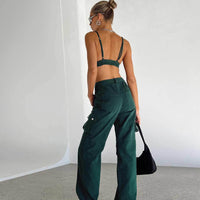 Paige Mid Rise Cargo Jean Denim Green