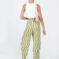 Taina Pleated Wide Leg Pants Green Multi