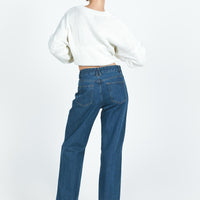 Top Model Low Rise Straight Leg Jeans Dark Denim