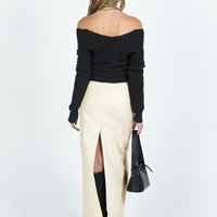 Markanna Denim Midi Skirt Cream