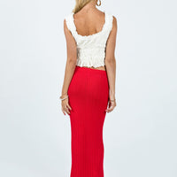 Belle Knit Maxi Skirt Red