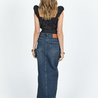 Orillia Denim Midi Skirt Dark Wash