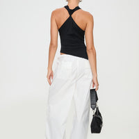 Blessings Tie Front Cotton Pant White
