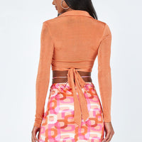 Jeston Retro Square Tie Mini Skirt Multi