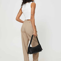 Caley Asymmetric Waistband Pants Beige