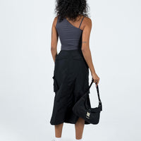 Diviney Parachute Midi Skirt Black