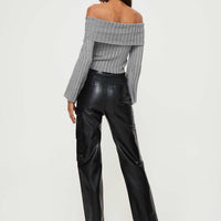 Taniya Faux Leather Cargo Pants Black
