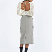 Jacko Midi Cargo Skirt Olive Green