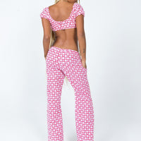 Motel Raya Trouser Apple Check Blush Red